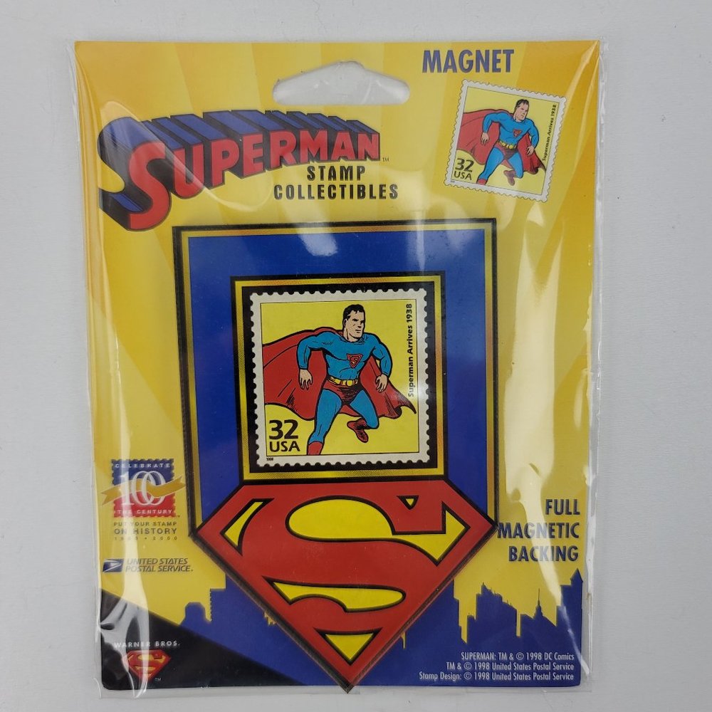 NOS 1998 Superman Retro Stamp Collectible Magnet